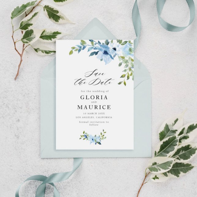 light blue flowers wedding save the date (Creator Uploaded)