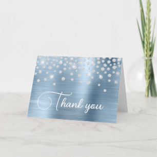 Light Blue Foil Diamond Confetti 50th Birthday Thank You Card
