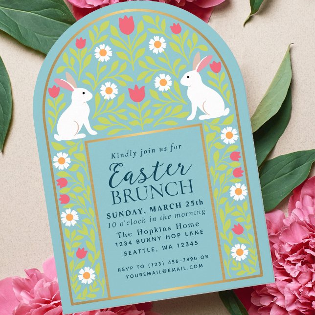 Light Blue Folk Art Easter Brunch Arch Invitation (Creator Uploaded)