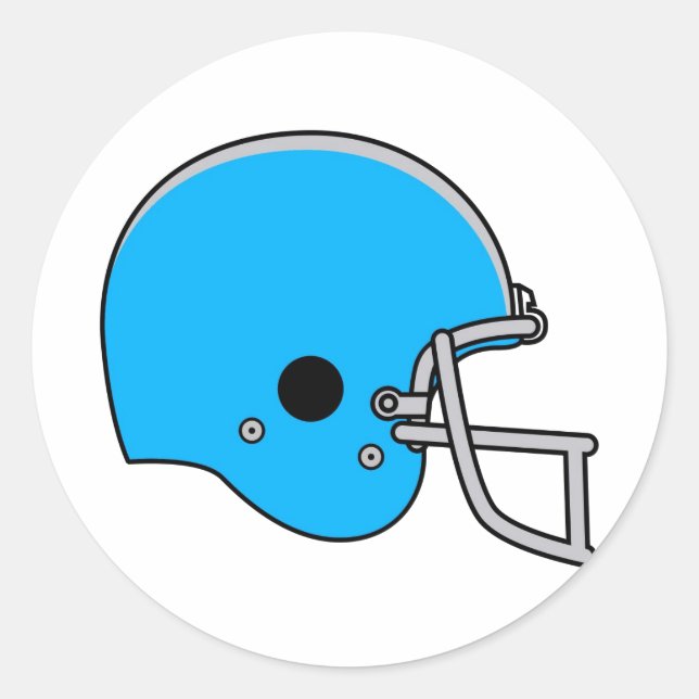 Light Blue Football Helmet Classic Round Sticker (Front)