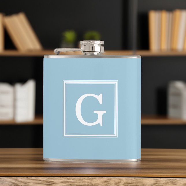 Light Blue Framed Monogram Hip Flask (Creator Uploaded)