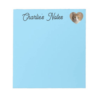Light Blue Fun Custom Pet Cat Heart Frame Notepad