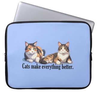 Light Blue Funny Cat Theme Laptop Electronics Bag