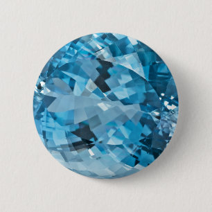 Light blue Gemstone Aquamarine March Birthstone 6 Cm Round Badge