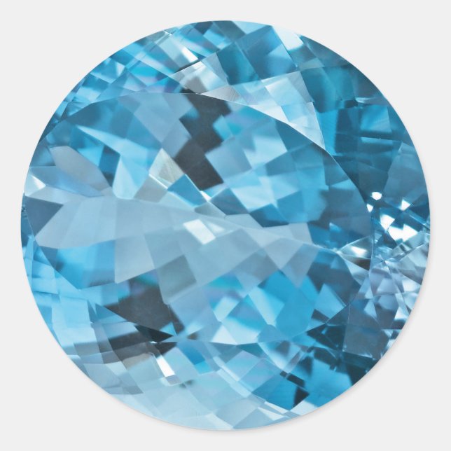 Light blue Gemstone Aquamarine March Birthstone Classic Round Sticker (Front)