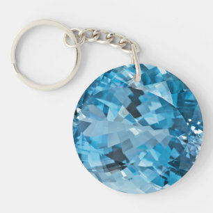 Light blue Gemstone Aquamarine March Birthstone Key Ring