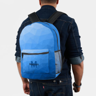 Light blue geometric mesh pattern Monogram Printed Backpack