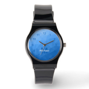 Light blue geometric mesh pattern Monogram Watch