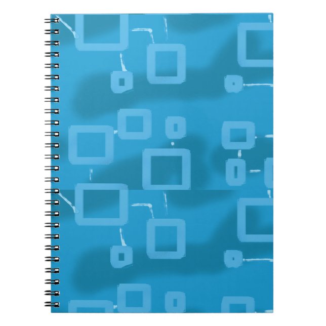 Light Blue Geometric Squares  Notebook (Front)