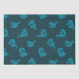 Light Blue Ghosts Dark Blue Halloween Tissue Paper