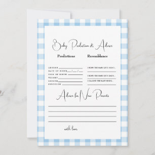 Light Blue Gingham Baby Predictions Invitation