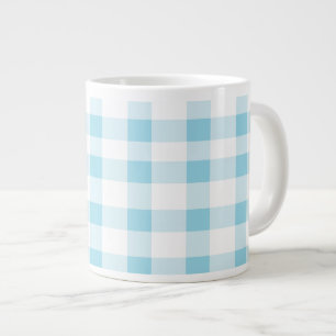 Light Blue Gingham Large Coffee Mug