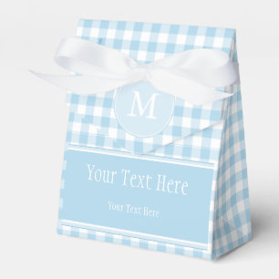 Light Blue Gingham & Monogram Favour Bag Box