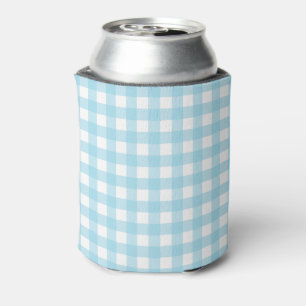 Light Blue Gingham Pastel Pattern Can Cooler