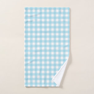Light Blue Gingham Pastel Pattern Hand Towel