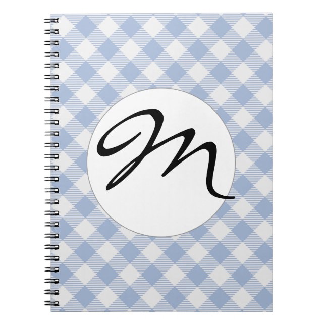 Light Blue Gingham Pattern Classic Checkered Print Notebook (Front)