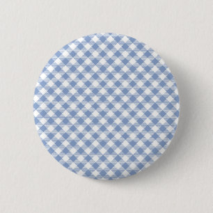 Light Blue Gingham Pattern Classic Chequered Print 6 Cm Round Badge