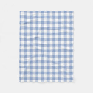 Light Blue Gingham Pattern Classic Chequered Print Fleece Blanket
