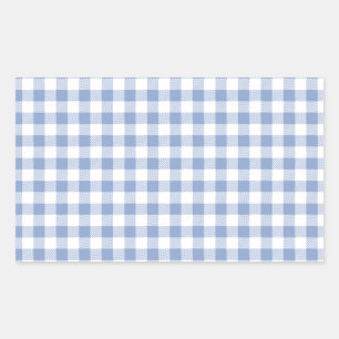 Light Blue Gingham Pattern Classic Chequered Print Rectangular Sticker