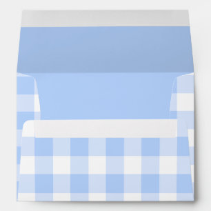 Light blue gingham pattern envelopes