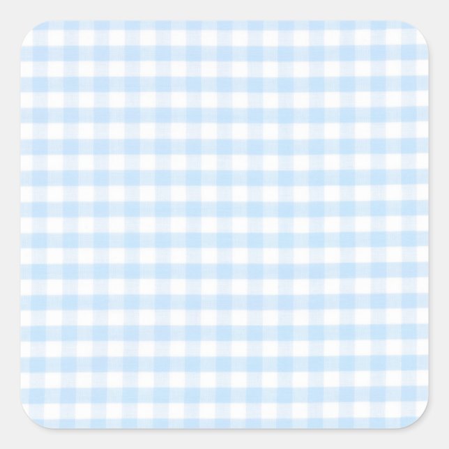 Light blue gingham pattern square sticker (Front)