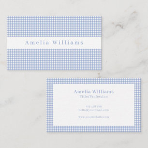 Light Blue Gingham Plaid Business Card