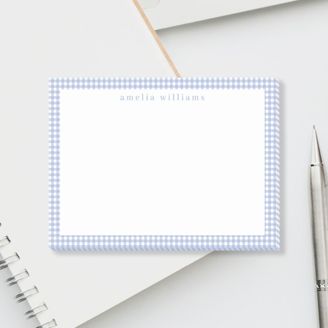 Light Blue Gingham Plaid Post-it Notes (Creator Uploaded)