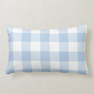Light Blue Gingham Throw Pillow