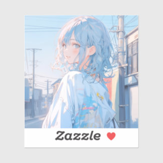 Light blue girl | 東京娘 GenerartiveAI シール