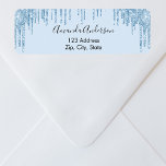 Light blue glitter drips return address label<br><div class="desc">A light blue,  baby blue background. Decorated with faux glitter drips,  paint dripping look. Personalise and add your name and address. Perfect for a bridal shower,  baby shower or birthday party invitations.</div>