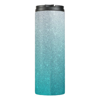 Light Blue Glitter Ombre Thermal Tumbler