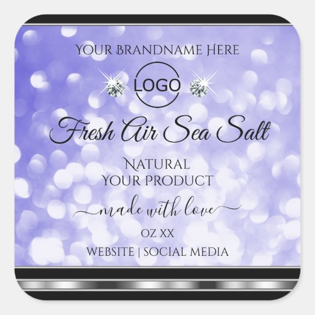 Light Blue Glitter Product Labels Diamonds Logo (Front)