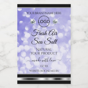 Light Blue Glitter Product Labels Diamonds Logo