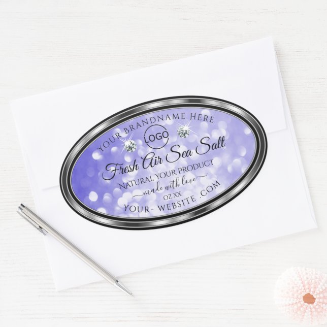 Light Blue Glitter Product Labels Diamonds Logo (Envelope)