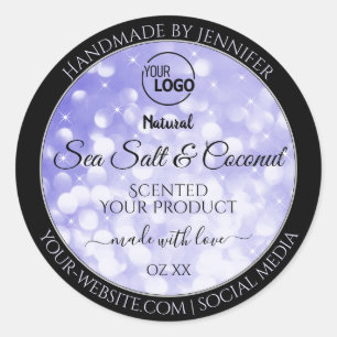 Light Blue Glitter Product Packaging Logo Labels