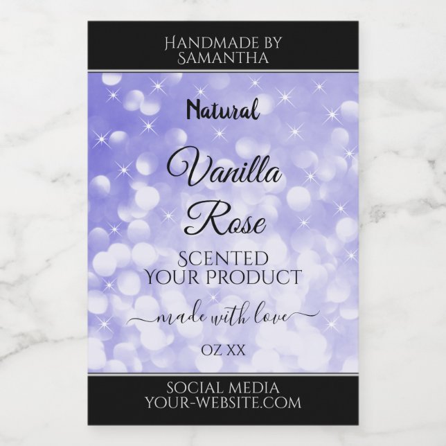 Light Blue Glitter Stars Product Packaging Labels (Single Label)