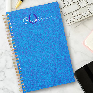 Light Blue Goatskin Typography Monogram Planner