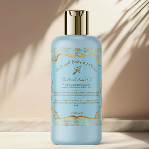 Light blue & gold foil damask cosmetics label 5