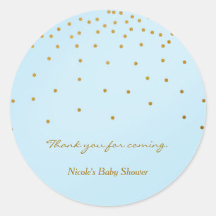 Light Blue & Gold Foil Dots Modern Favour Stickers