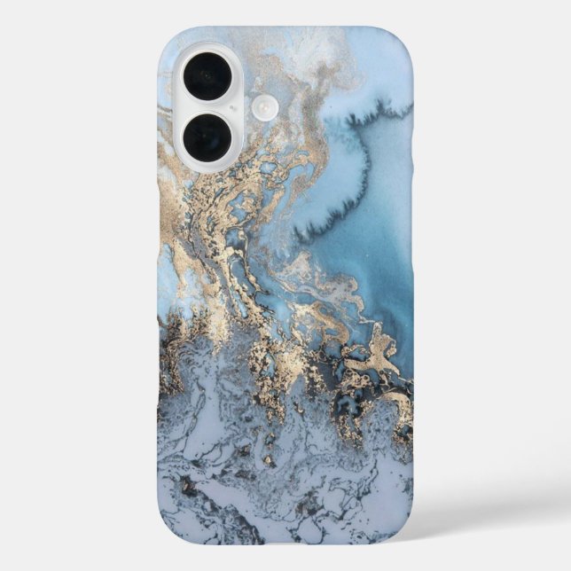 Light Blue & Gold Marble iPhone 6/6s Case (Back)
