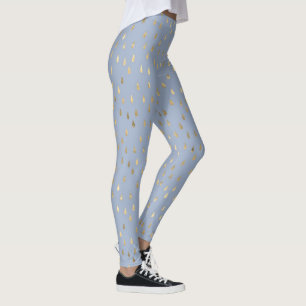 Light Blue Gold Raindrop Modern Trendy Yoga Leggings