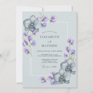 Light Blue Graceful Orchid Wedding Invitation