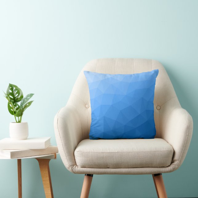 Light blue gradient geometric mesh pattern cushion (Chair)