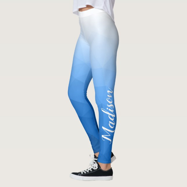 Light blue Gradient Geometry Mesh Pattern Name Leggings (Left)