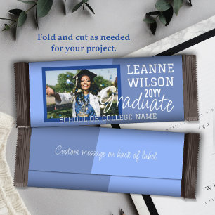 Light Blue Graduation Custom Candy Bar Wrapper