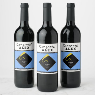 Light Blue Graduation Party Wine Label