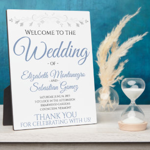 Light Blue & Gray Elegant Wedding Welcome Sign Plaque