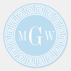 Light Blue Greek Key Monogram Envelope Seal