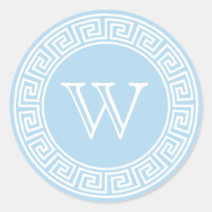 Light Blue Greek Key Monogram Envelope Seals