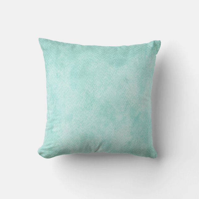 Light Blue Green Watercolor Paper Background Blank Cushion (Front)